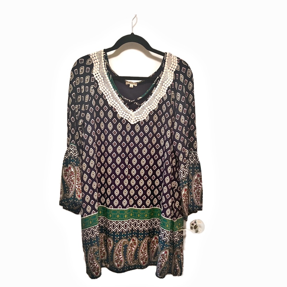 Kori Black and Green Patterned Tunic